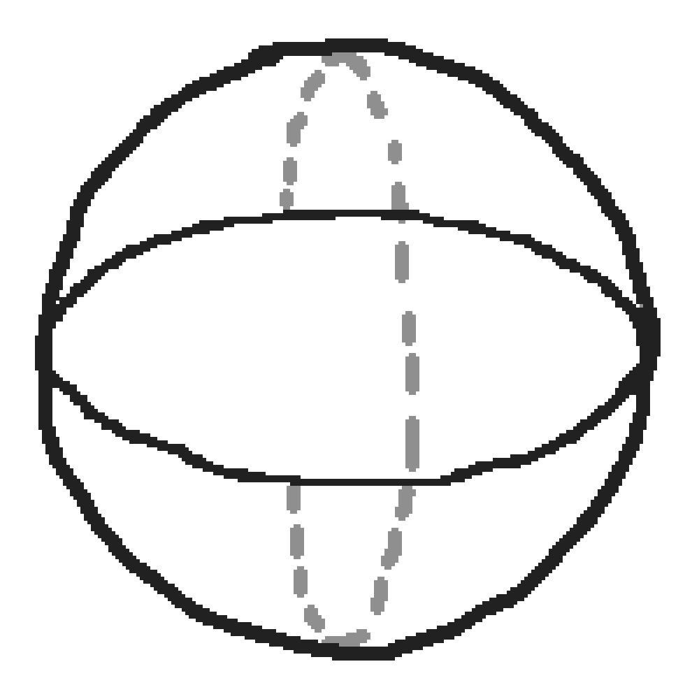 The Bloch ball drawn as a wireframe sphere over a colored equatorial disk, with the red walk path tracing across the four fruit regions.