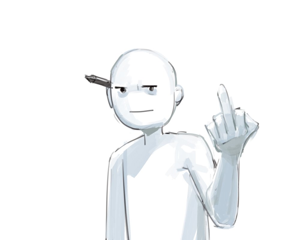 drawing of artist giving the middle finger